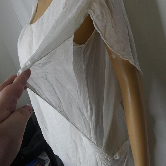 Elena Baldi Silk Sheer Flutter Sleeve Blouse Top - Picture 3 of 9